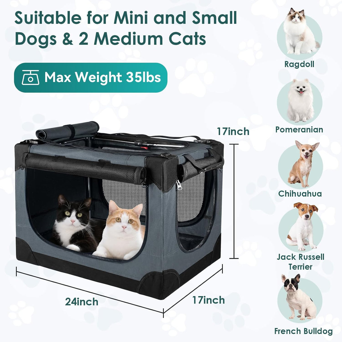 PetNex™ Soft Small Dog Crate | Portable Travel Kennel for Dogs